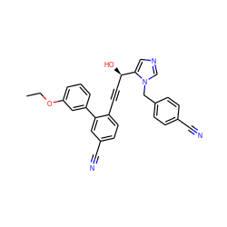 CCOc1cccc(-c2cc(C#N)ccc2C#C[C@@H](O)c2cncn2Cc2ccc(C#N)cc2)c1 ZINC000028382142