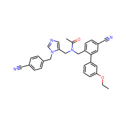 CCOc1cccc(-c2cc(C#N)ccc2CN(Cc2cncn2Cc2ccc(C#N)cc2)C(C)=O)c1 ZINC000028389539