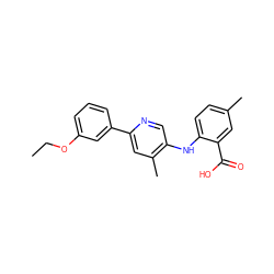 CCOc1cccc(-c2cc(C)c(Nc3ccc(C)cc3C(=O)O)cn2)c1 ZINC000096173347