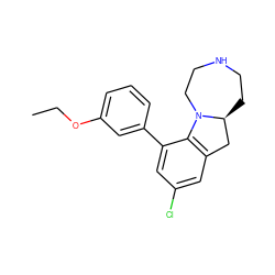 CCOc1cccc(-c2cc(Cl)cc3c2N2CCNCC[C@H]2C3)c1 ZINC000013535471