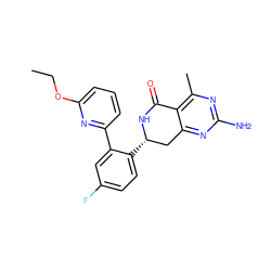 CCOc1cccc(-c2cc(F)ccc2[C@H]2Cc3nc(N)nc(C)c3C(=O)N2)n1 ZINC000043152690