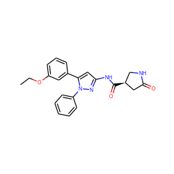 CCOc1cccc(-c2cc(NC(=O)[C@H]3CNC(=O)C3)nn2-c2ccccc2)c1 ZINC000169706967