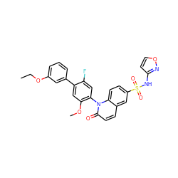 CCOc1cccc(-c2cc(OC)c(-n3c(=O)ccc4cc(S(=O)(=O)Nc5ccon5)ccc43)cc2F)c1 ZINC001772641385
