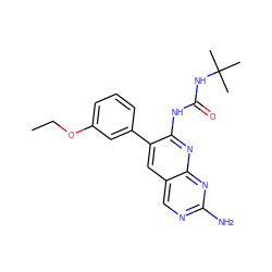 CCOc1cccc(-c2cc3cnc(N)nc3nc2NC(=O)NC(C)(C)C)c1 ZINC000003815562