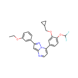 CCOc1cccc(-c2cc3nccc(-c4ccc(OC(F)F)c(OCC5CC5)c4)n3n2)c1 ZINC000045358970