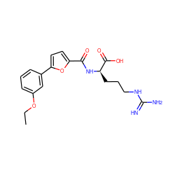 CCOc1cccc(-c2ccc(C(=O)N[C@H](CCCNC(=N)N)C(=O)O)o2)c1 ZINC000028707119