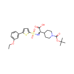 CCOc1cccc(-c2ccc(S(=O)(=O)N[C@@H](C(=O)O)C3CCN(C(=O)OC(C)(C)C)CC3)s2)c1 ZINC000040878643