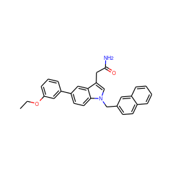 CCOc1cccc(-c2ccc3c(c2)c(CC(N)=O)cn3Cc2ccc3ccccc3c2)c1 ZINC000028888270