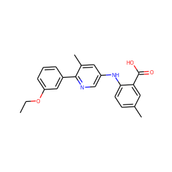 CCOc1cccc(-c2ncc(Nc3ccc(C)cc3C(=O)O)cc2C)c1 ZINC000096173346