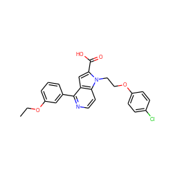 CCOc1cccc(-c2nccc3c2cc(C(=O)O)n3CCOc2ccc(Cl)cc2)c1 ZINC000169328920