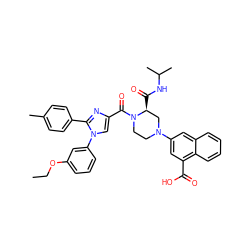 CCOc1cccc(-n2cc(C(=O)N3CCN(c4cc(C(=O)O)c5ccccc5c4)C[C@@H]3C(=O)NC(C)C)nc2-c2ccc(C)cc2)c1 ZINC000049889025