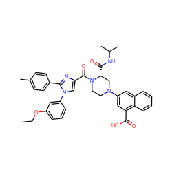 CCOc1cccc(-n2cc(C(=O)N3CCN(c4cc(C(=O)O)c5ccccc5c4)C[C@H]3C(=O)NC(C)C)nc2-c2ccc(C)cc2)c1 ZINC000049899588