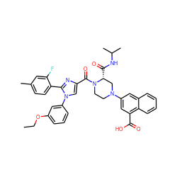 CCOc1cccc(-n2cc(C(=O)N3CCN(c4cc(C(=O)O)c5ccccc5c4)C[C@H]3C(=O)NC(C)C)nc2-c2ccc(C)cc2F)c1 ZINC000049898785