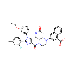 CCOc1cccc(-n2cc(C(=O)N3CCN(c4cc(C(=O)O)c5ccccc5c4)C[C@H]3CNC(C)=O)nc2-c2ccc(C)cc2F)c1 ZINC000049898663