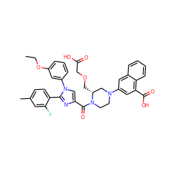 CCOc1cccc(-n2cc(C(=O)N3CCN(c4cc(C(=O)O)c5ccccc5c4)C[C@H]3COCC(=O)O)nc2-c2ccc(C)cc2F)c1 ZINC000049881849