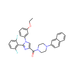 CCOc1cccc(-n2cc(C(=O)N3CCN(c4ccc5ccccc5c4)CC3)nc2-c2c(F)cccc2F)c1 ZINC000044418078