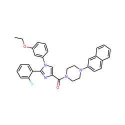 CCOc1cccc(-n2cc(C(=O)N3CCN(c4ccc5ccccc5c4)CC3)nc2-c2ccccc2F)c1 ZINC000040900438