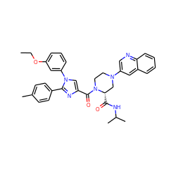 CCOc1cccc(-n2cc(C(=O)N3CCN(c4cnc5ccccc5c4)C[C@@H]3C(=O)NC(C)C)nc2-c2ccc(C)cc2)c1 ZINC000044308250