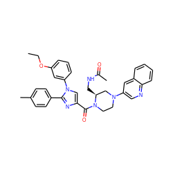 CCOc1cccc(-n2cc(C(=O)N3CCN(c4cnc5ccccc5c4)C[C@@H]3CNC(C)=O)nc2-c2ccc(C)cc2)c1 ZINC000044351161