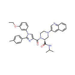 CCOc1cccc(-n2cc(C(=O)N3CCN(c4cnc5ccccc5c4)C[C@H]3C(=O)NC(C)C)nc2-c2ccc(C)cc2)c1 ZINC000042835257