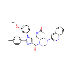 CCOc1cccc(-n2cc(C(=O)N3CCN(c4cnc5ccccc5c4)C[C@H]3CNC(C)=O)nc2-c2ccc(C)cc2)c1 ZINC000042804637