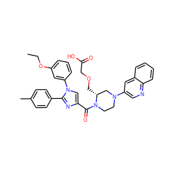 CCOc1cccc(-n2cc(C(=O)N3CCN(c4cnc5ccccc5c4)C[C@H]3COCC(=O)O)nc2-c2ccc(C)cc2)c1 ZINC000044406752