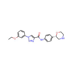 CCOc1cccc(-n2cc(C(=O)Nc3ccc([C@H]4CNCCO4)cc3)nn2)c1 ZINC000146980119