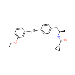 CCOc1cccc(C#Cc2ccc(C[C@@H](C)NC(=O)C3CC3)cc2)c1 ZINC000113412616