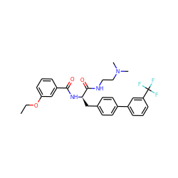 CCOc1cccc(C(=O)N[C@H](Cc2ccc(-c3cccc(C(F)(F)F)c3)cc2)C(=O)NCCN(C)C)c1 ZINC000299839947