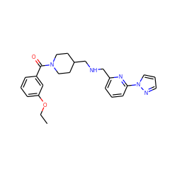 CCOc1cccc(C(=O)N2CCC(CNCc3cccc(-n4cccn4)n3)CC2)c1 ZINC000013782331