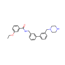 CCOc1cccc(C(=O)NCc2cccc(-c3cccc(CN4CCNCC4)c3)c2)c1 ZINC000040953747