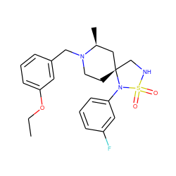 CCOc1cccc(CN2CC[C@]3(CNS(=O)(=O)N3c3cccc(F)c3)C[C@@H]2C)c1 ZINC000095573408