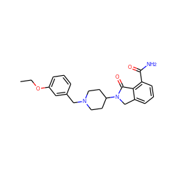 CCOc1cccc(CN2CCC(N3Cc4cccc(C(N)=O)c4C3=O)CC2)c1 ZINC000117369084