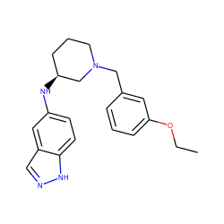 CCOc1cccc(CN2CCC[C@H](Nc3ccc4[nH]ncc4c3)C2)c1 ZINC000114337575