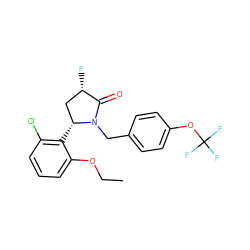 CCOc1cccc(Cl)c1[C@@H]1C[C@H](F)C(=O)N1Cc1ccc(OC(F)(F)F)cc1 ZINC000167078412