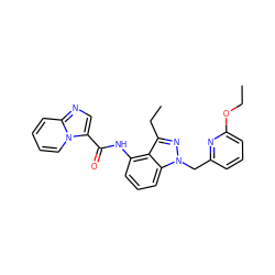 CCOc1cccc(Cn2nc(CC)c3c(NC(=O)c4cnc5ccccn45)cccc32)n1 ZINC000117888628