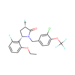 CCOc1cccc(F)c1[C@@H]1C[C@H](F)C(=O)N1Cc1ccc(OC(F)(F)F)c(Cl)c1 ZINC000166968608