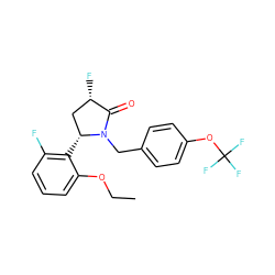 CCOc1cccc(F)c1[C@@H]1C[C@H](F)C(=O)N1Cc1ccc(OC(F)(F)F)cc1 ZINC000167372433