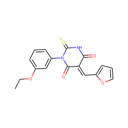 CCOc1cccc(N2C(=O)/C(=C/c3ccco3)C(=O)NC2=S)c1 ZINC000000114640