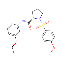 CCOc1cccc(NC(=O)[C@@H]2CCCN2S(=O)(=O)c2ccc(OC)cc2)c1 ZINC000261070989