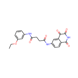 CCOc1cccc(NC(=O)CCC(=O)Nc2ccc3c(c2)C(=O)C(=O)NC3=O)c1 ZINC000013683304