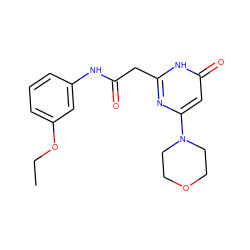CCOc1cccc(NC(=O)Cc2nc(N3CCOCC3)cc(=O)[nH]2)c1 ZINC000115073044