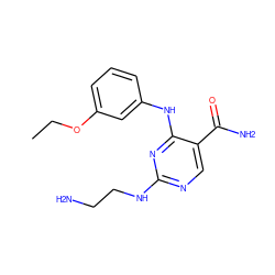 CCOc1cccc(Nc2nc(NCCN)ncc2C(N)=O)c1 ZINC000040981107