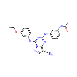 CCOc1cccc(Nc2nc(Nc3cccc(NC(C)=O)c3)nc3c(C#N)cnn23)c1 ZINC000028708003