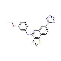 CCOc1cccc(Nc2nc3cc(-c4nnn[nH]4)ccc3c3sccc23)c1 ZINC000167713974