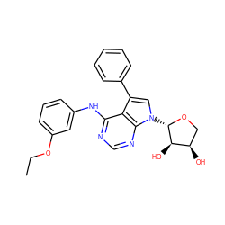 CCOc1cccc(Nc2ncnc3c2c(-c2ccccc2)cn3[C@@H]2OC[C@@H](O)[C@H]2O)c1 ZINC000013674243