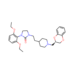 CCOc1cccc(OCC)c1N1CCN(CCC2CCN(C[C@@H]3COc4ccccc4O3)CC2)C1=O ZINC000013813737