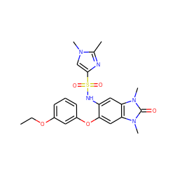 CCOc1cccc(Oc2cc3c(cc2NS(=O)(=O)c2cn(C)c(C)n2)n(C)c(=O)n3C)c1 ZINC000653737457