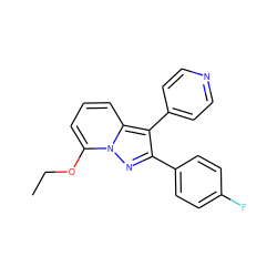 CCOc1cccc2c(-c3ccncc3)c(-c3ccc(F)cc3)nn12 ZINC000040423782