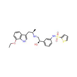 CCOc1cccc2c(C[C@@H](C)NC[C@H](O)c3cccc(NS(=O)(=O)c4cccs4)c3)c[nH]c12 ZINC000028455418